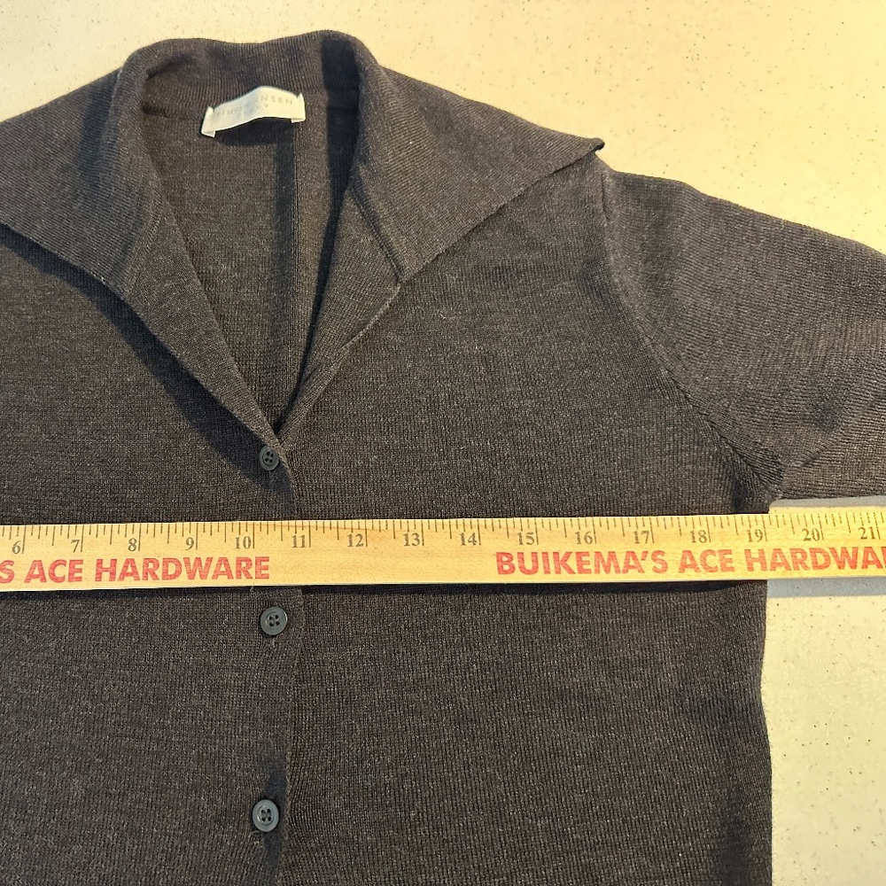 SIMON KNEEN ITALY Sweater Set Charcoal Grey Merino w Vest & Collared Button Down - Picture 10 of 16